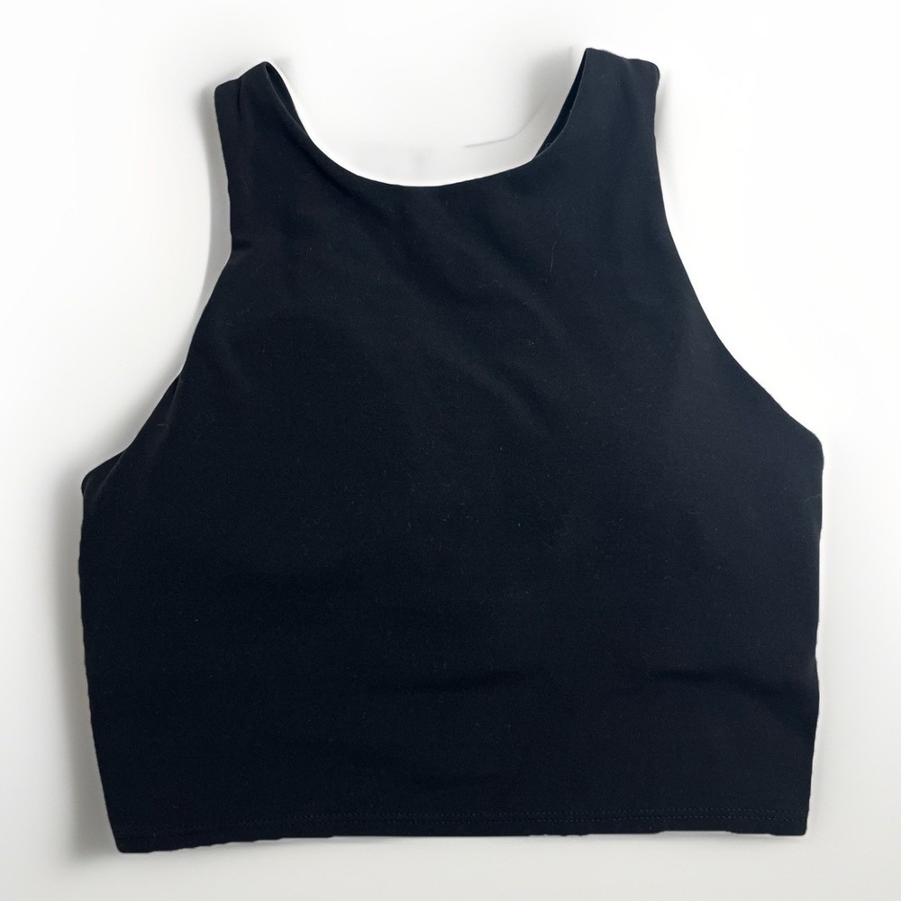 Athleta High Neck Racerback Sports Bra Womens XS Black Yoga Training - Picture 2 of 8